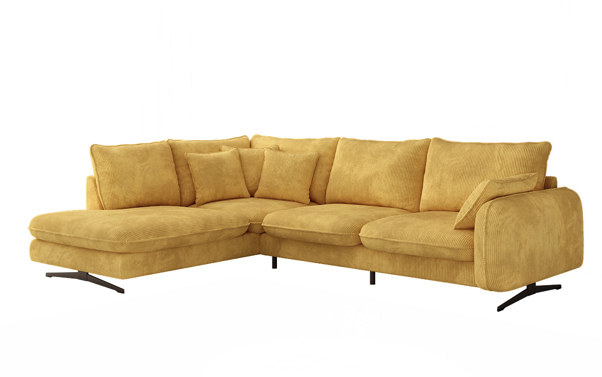 Designer-Ecksofa Laguna mat Metallféiss a Cord