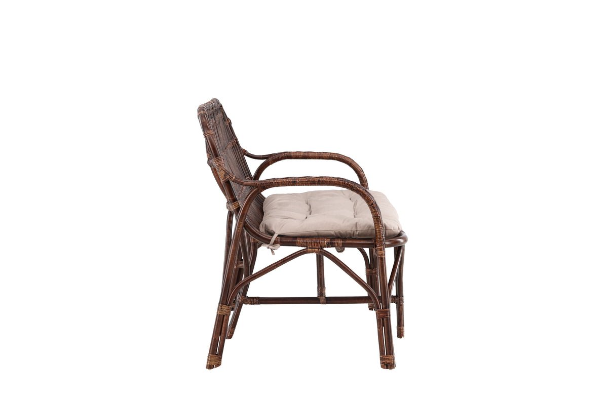 Gartebänk Tobias - Aus Rattan an der Faarf Däischter Walnuss