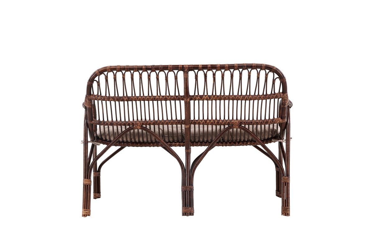 Gartebänk Tobias - Aus Rattan an der Faarf Däischter Walnuss