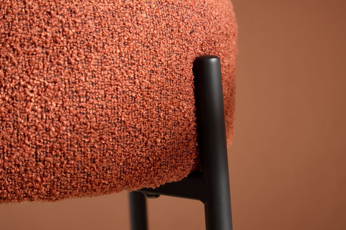 Barhocker Fire - Mat rostfaarwege oder wäisse Sëtz aus Bouclé