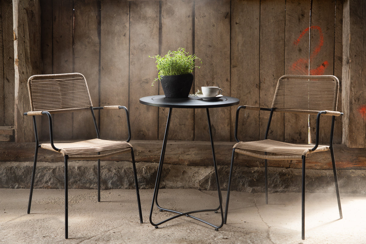 Kaffeetisch Hanoi - Ø65 mit schwarzer Stahl- Tischplatte