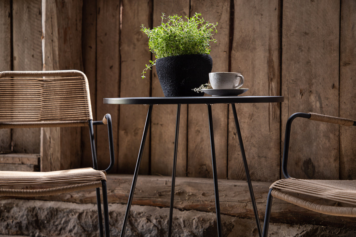 Kaffeetisch Hanoi - Ø65 mit schwarzer Stahl- Tischplatte