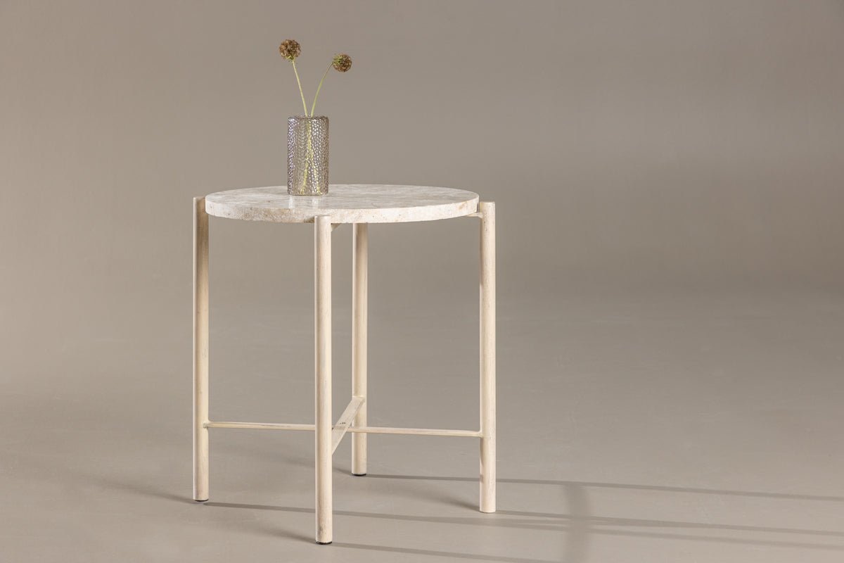 Couchtisch/Beistelltisch Sandelo - mat Dëschplack aus Steen