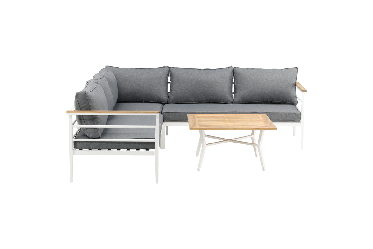 Lounge Set Puerto – aus Metall mat Teakholz-Detailer, inkl. Këssen