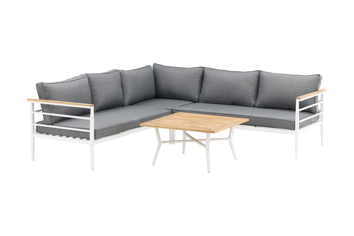 Lounge Set Puerto – aus Metall mat Teakholz-Detailer, inkl. Këssen