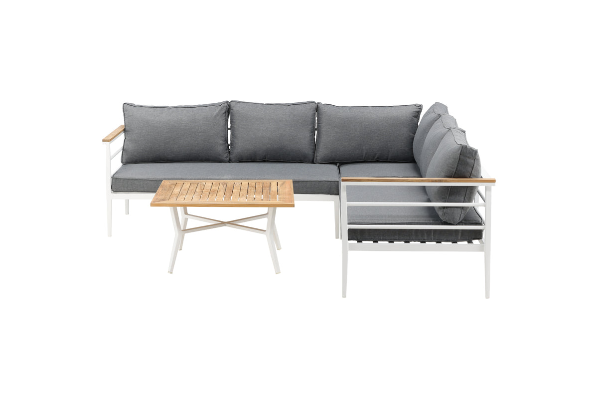 Lounge Set Puerto – aus Metall mat Teakholz-Detailer, inkl. Këssen