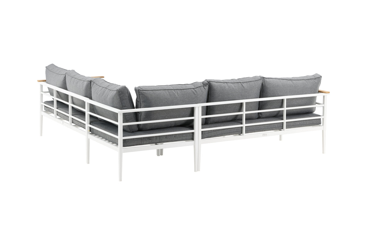 Lounge Set Puerto – aus Metall mat Teakholz-Detailer, inkl. Këssen