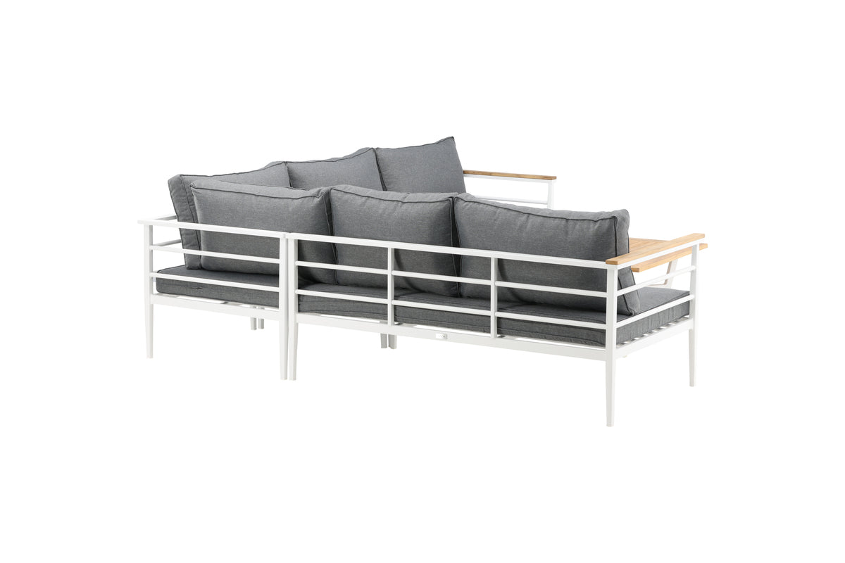 Lounge Set Puerto – aus Metall mat Teakholz-Detailer, inkl. Këssen