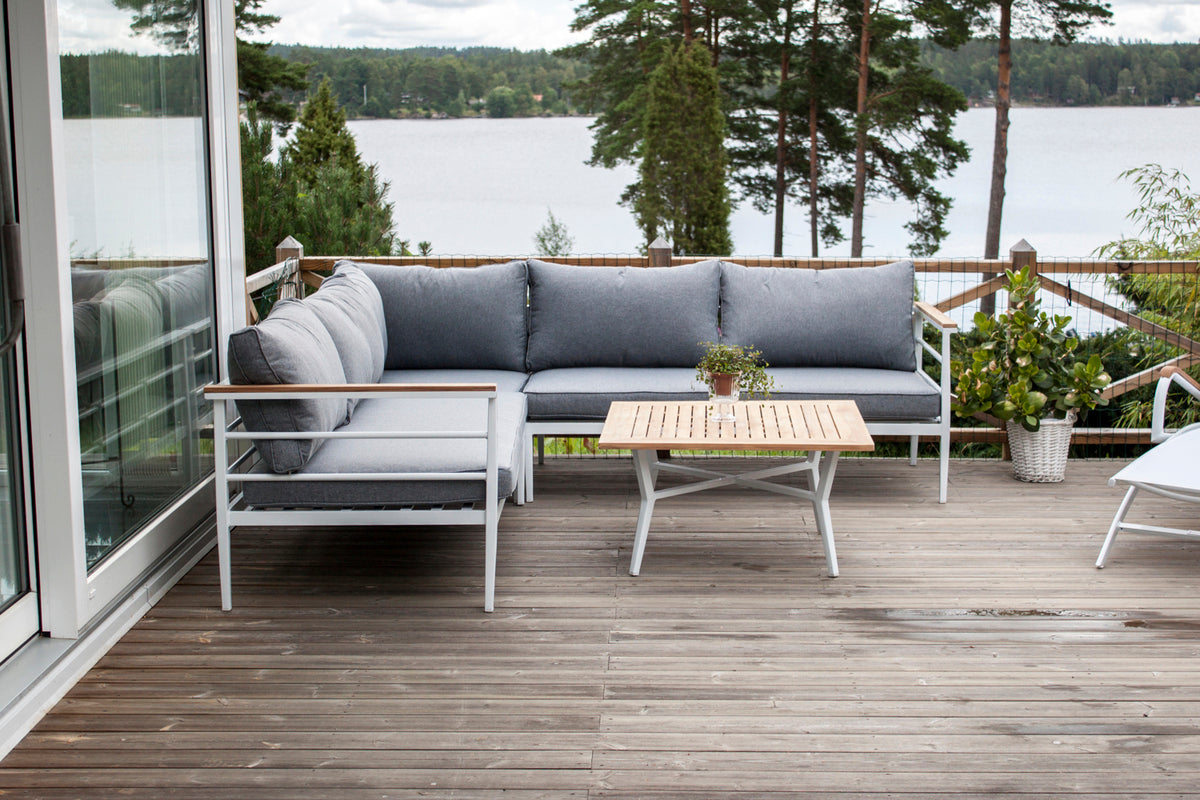 Lounge Set Puerto – aus Metall mat Teakholz-Detailer, inkl. Këssen