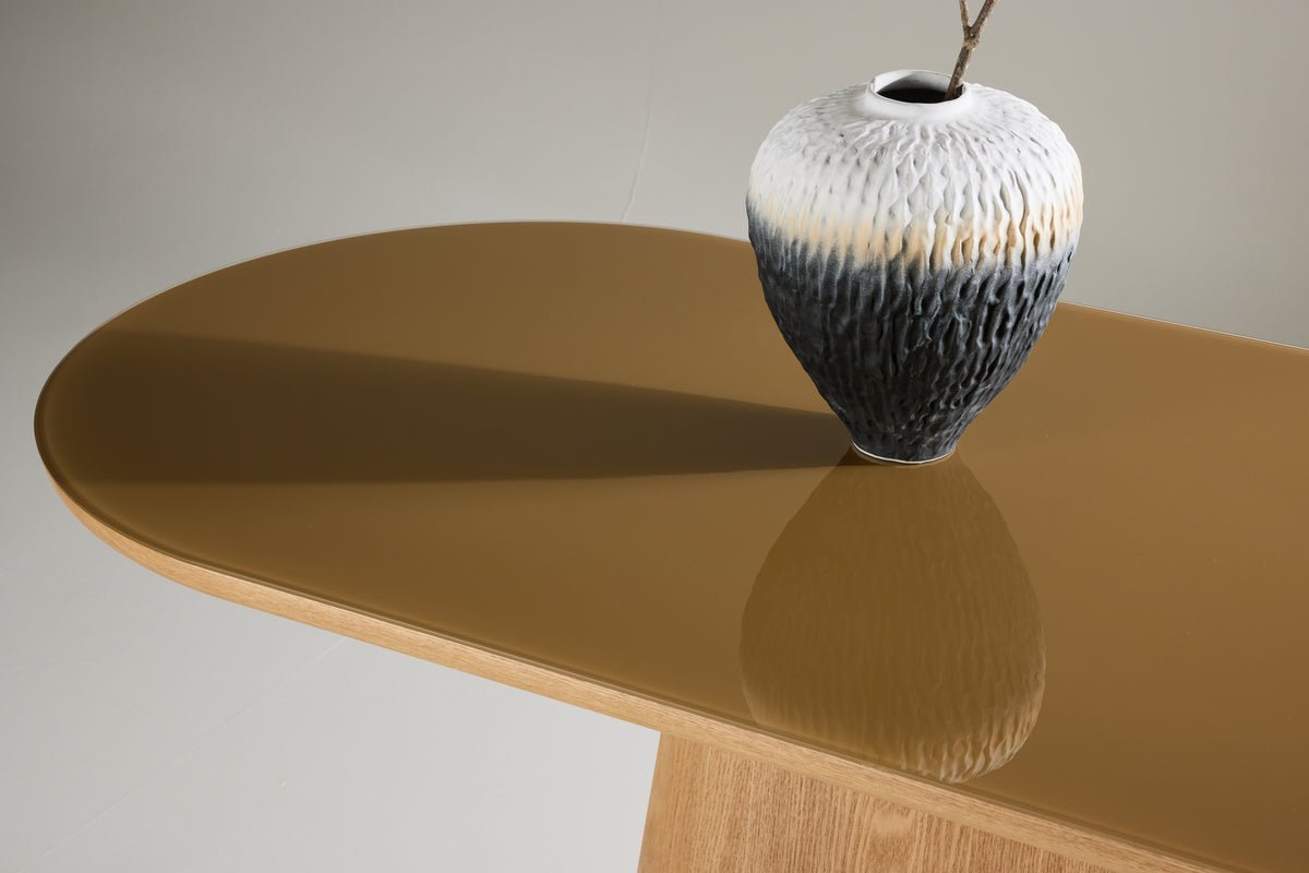 Iessdësch Trianda - ovalen Iessdësch an natierlecher Optik mat Glasplack