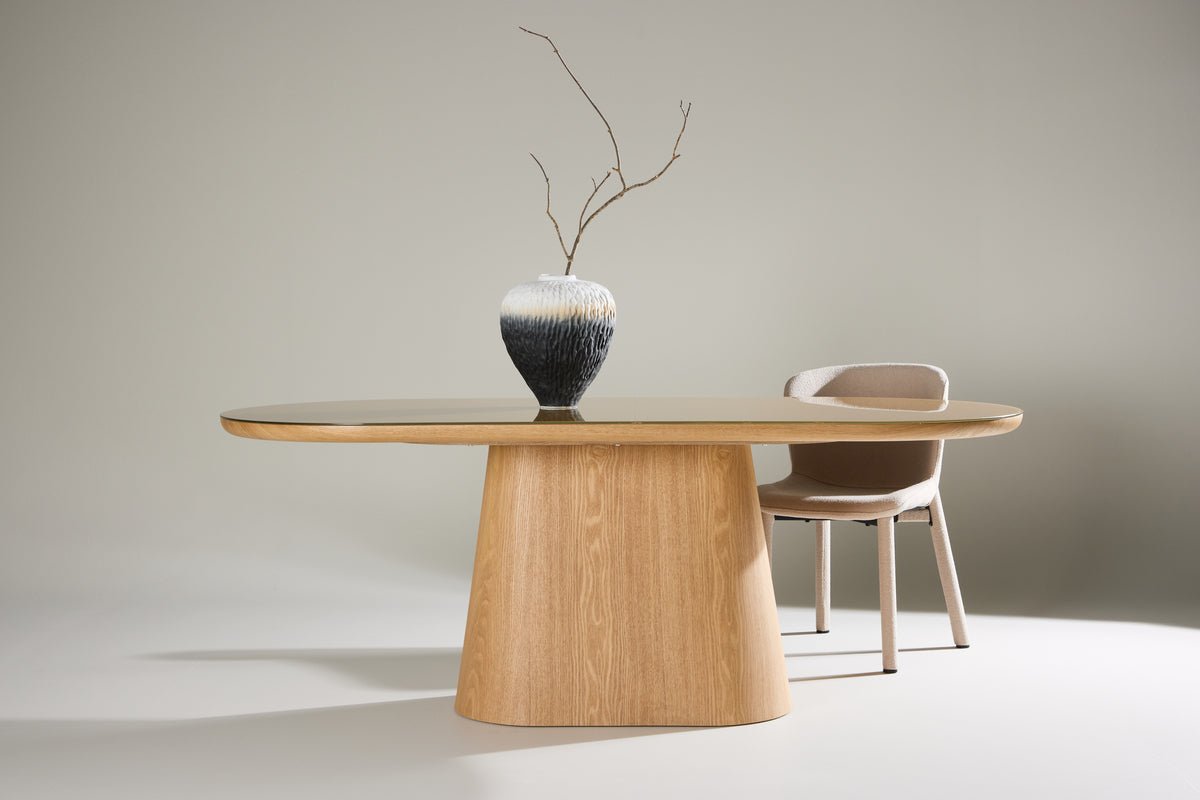 Iessdësch Trianda - ovalen Iessdësch an natierlecher Optik mat Glasplack