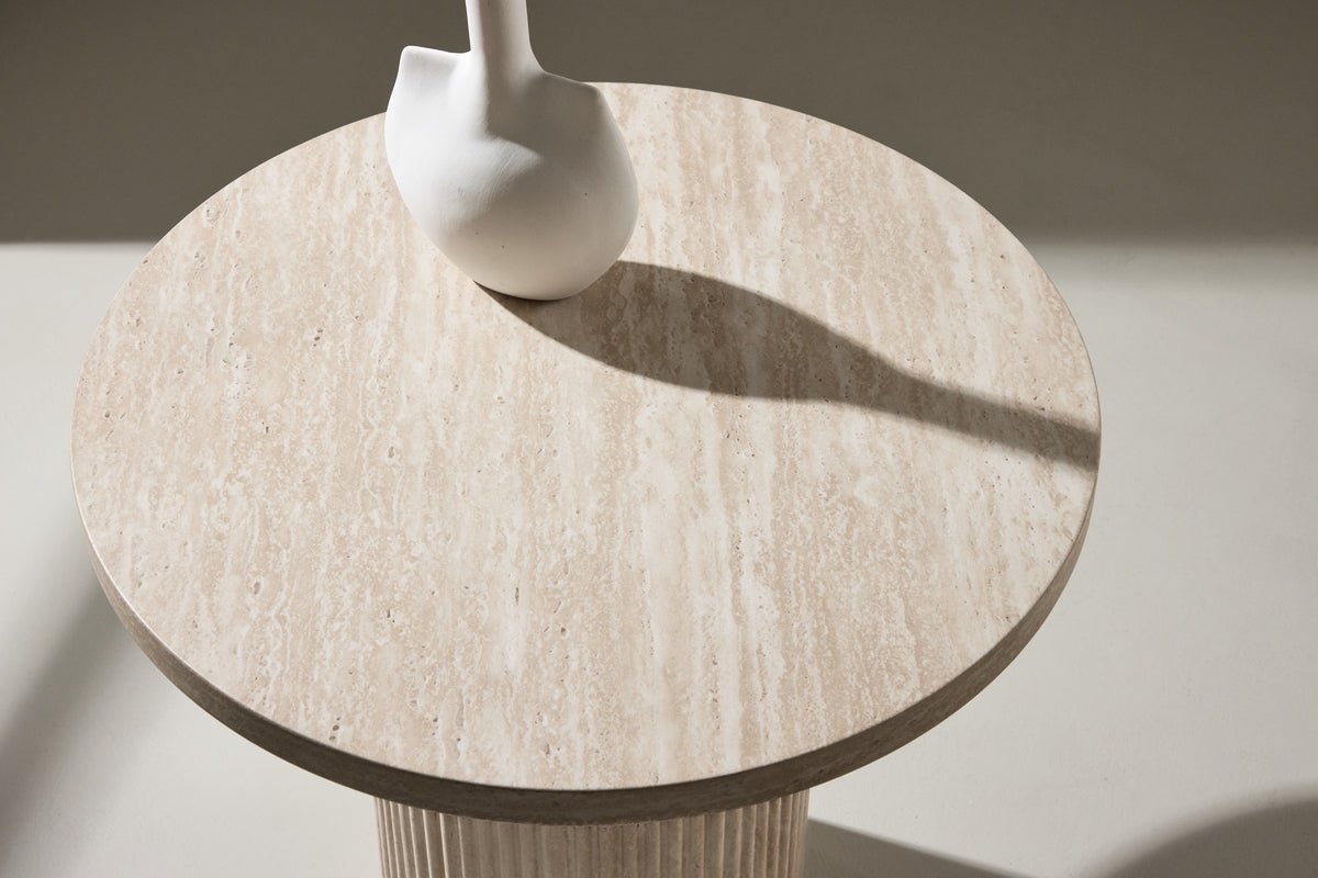 Couchtisch/Beistelltisch Tino - mat geriffeltem Standfouss