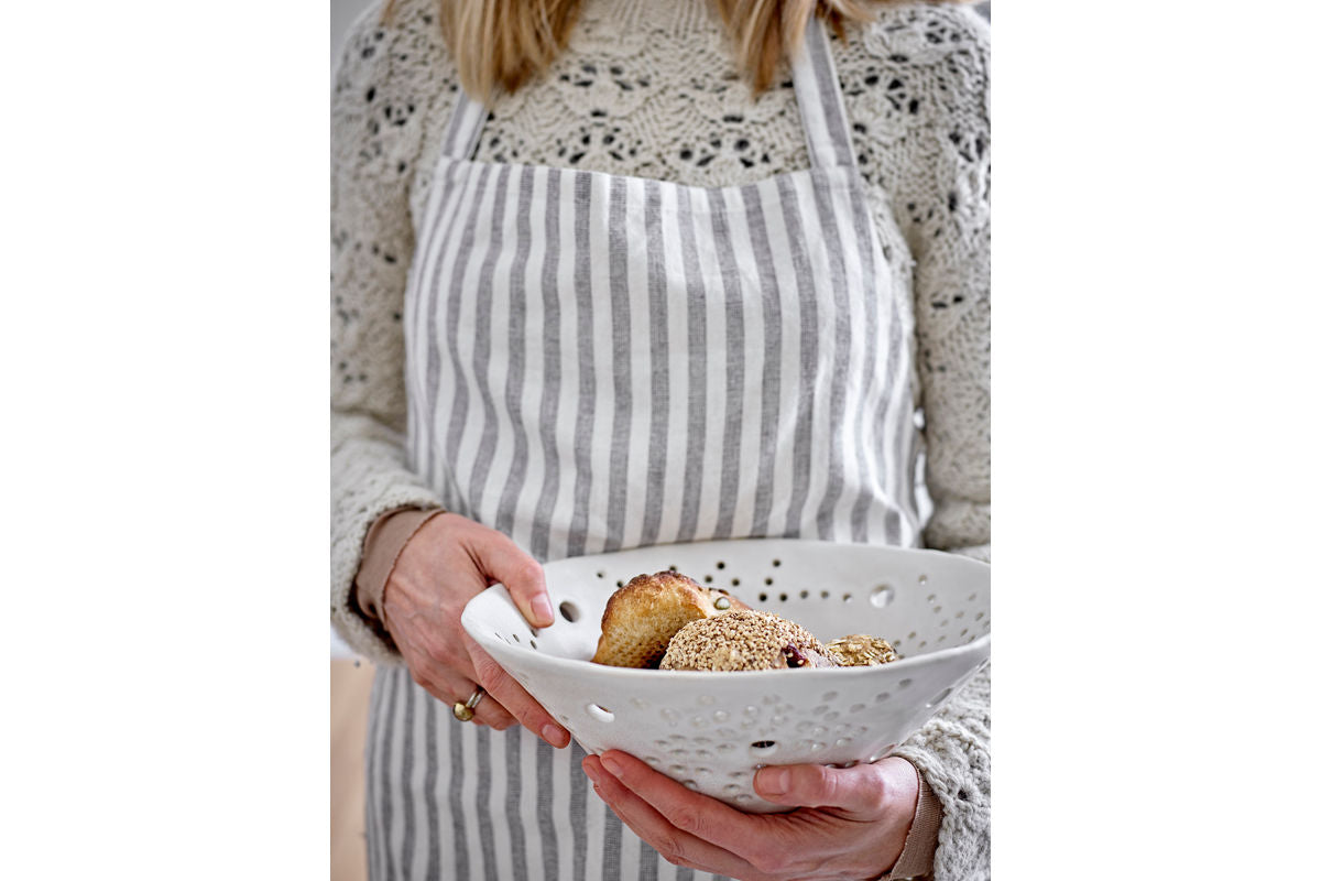 Deko-Schossel Aluna – handgemaachtes Steingut an Wäiss