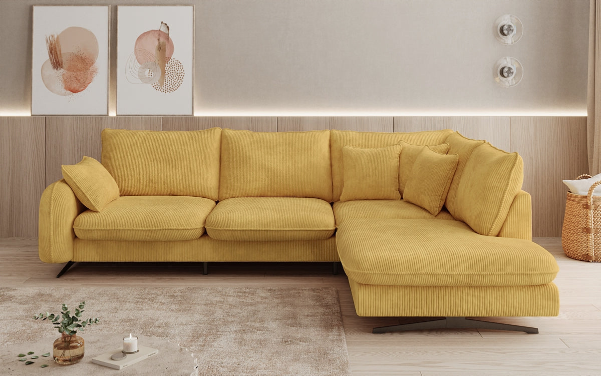 Designer-Ecksofa Laguna mat Metallféiss a Cord