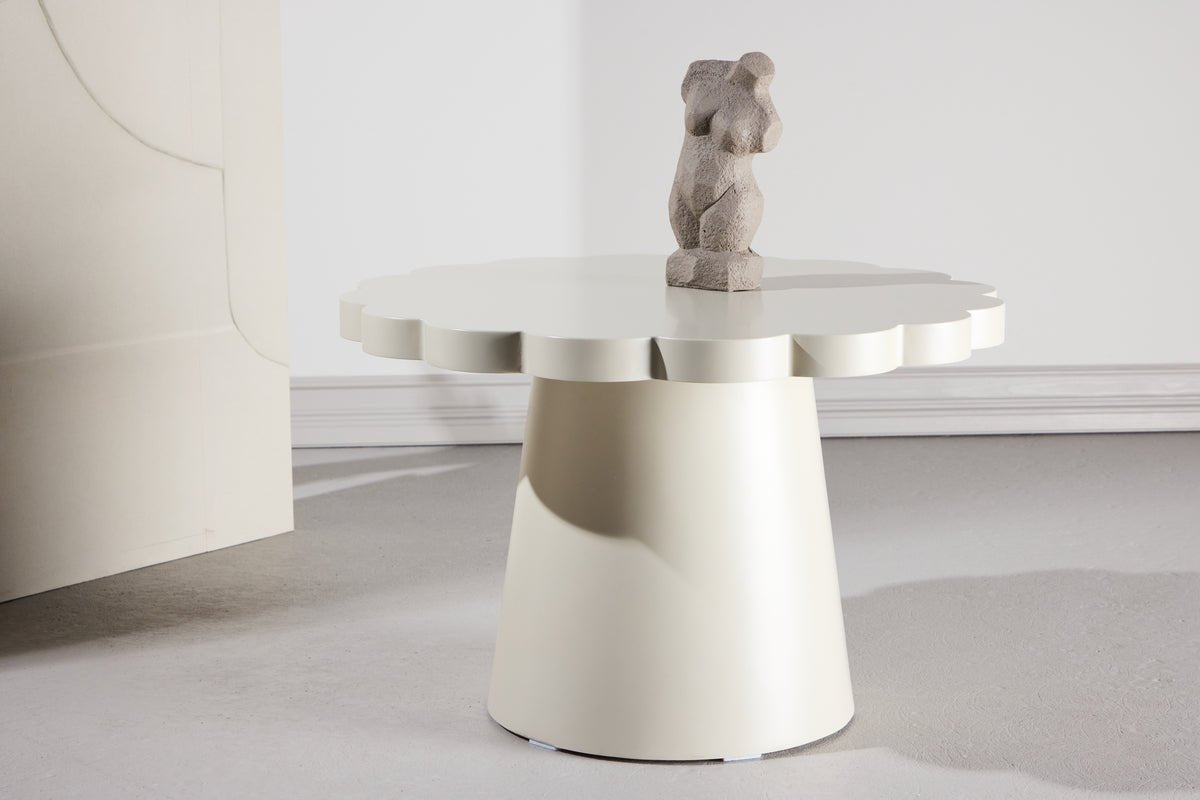 Couchtisch Florena - in Beige mit gewelltem Rand