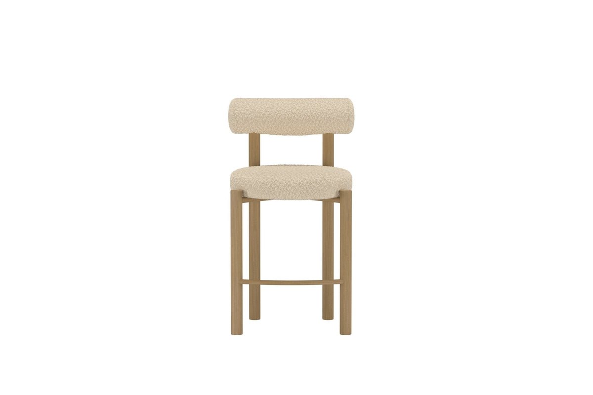 2er Set - Barhocker Timo a Wäiss mat Stolgestell & Holzoptiq