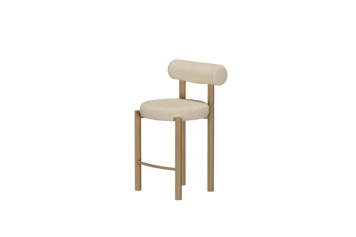 2er Set - Barhocker Timo a Wäiss mat Stolgestell & Holzoptiq