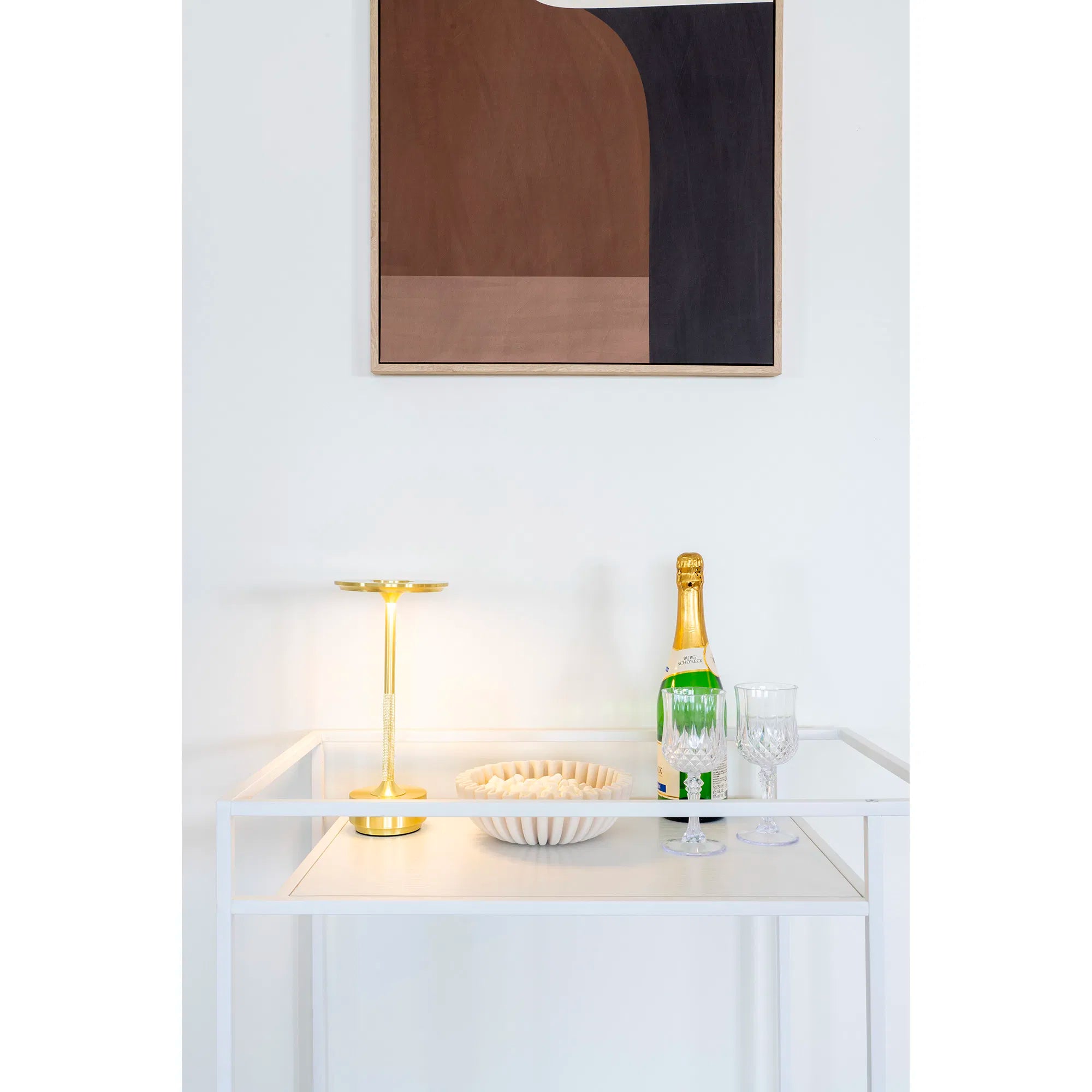 Dëschlampe „Ardena“ – Eleganz a Gold, Sëlwer & Schwaarz