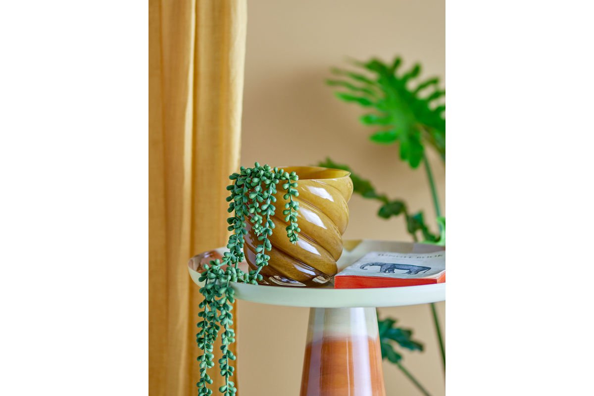 Blummepott Solina – Mondgeblosen Glas a waarmem giel