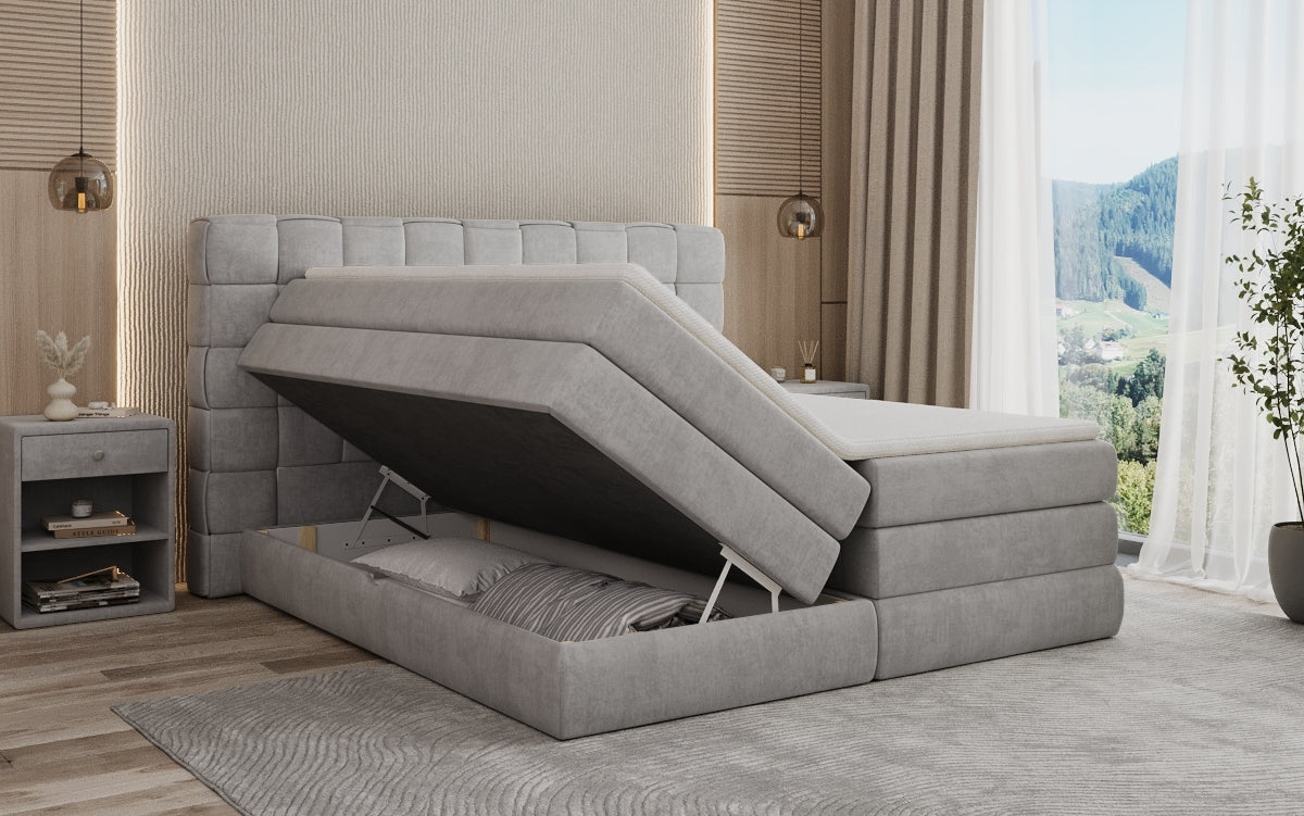 Boxspringbett Trama mit Stauraum in Samt