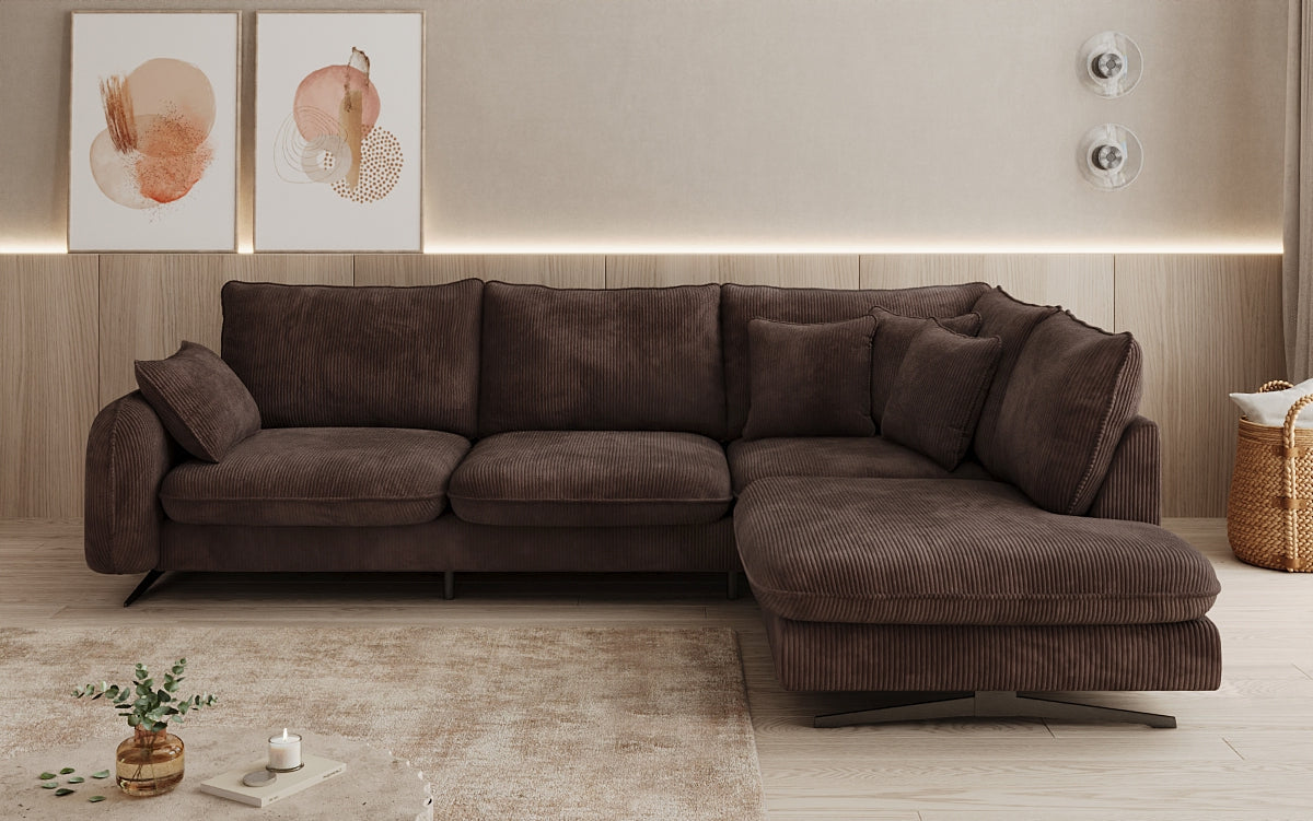 Designer-Ecksofa Laguna mat Metallféiss a Cord