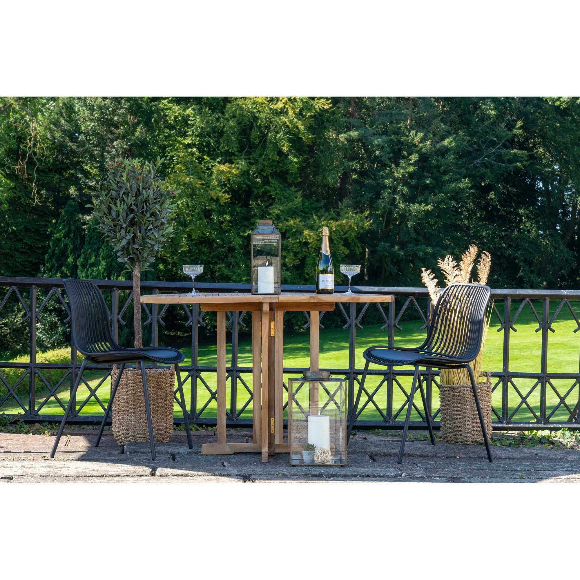 4er Set - Gaartestull Ventura Schwaarz - Stapelbare Outdoor-Stull