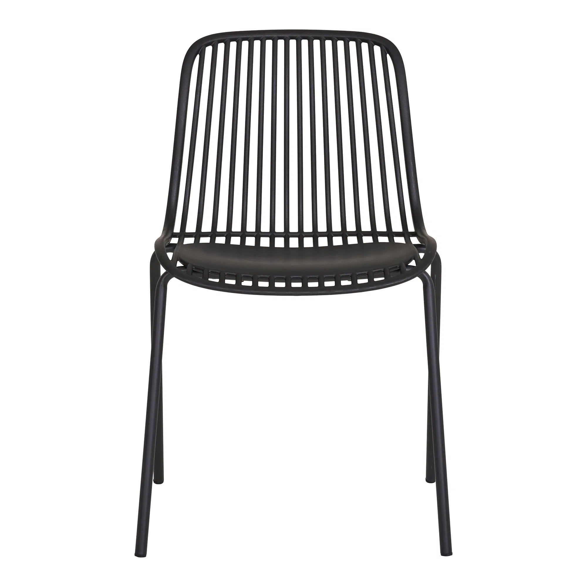 4er Set - Gaartestull Ventura Schwaarz - Stapelbare Outdoor-Stull