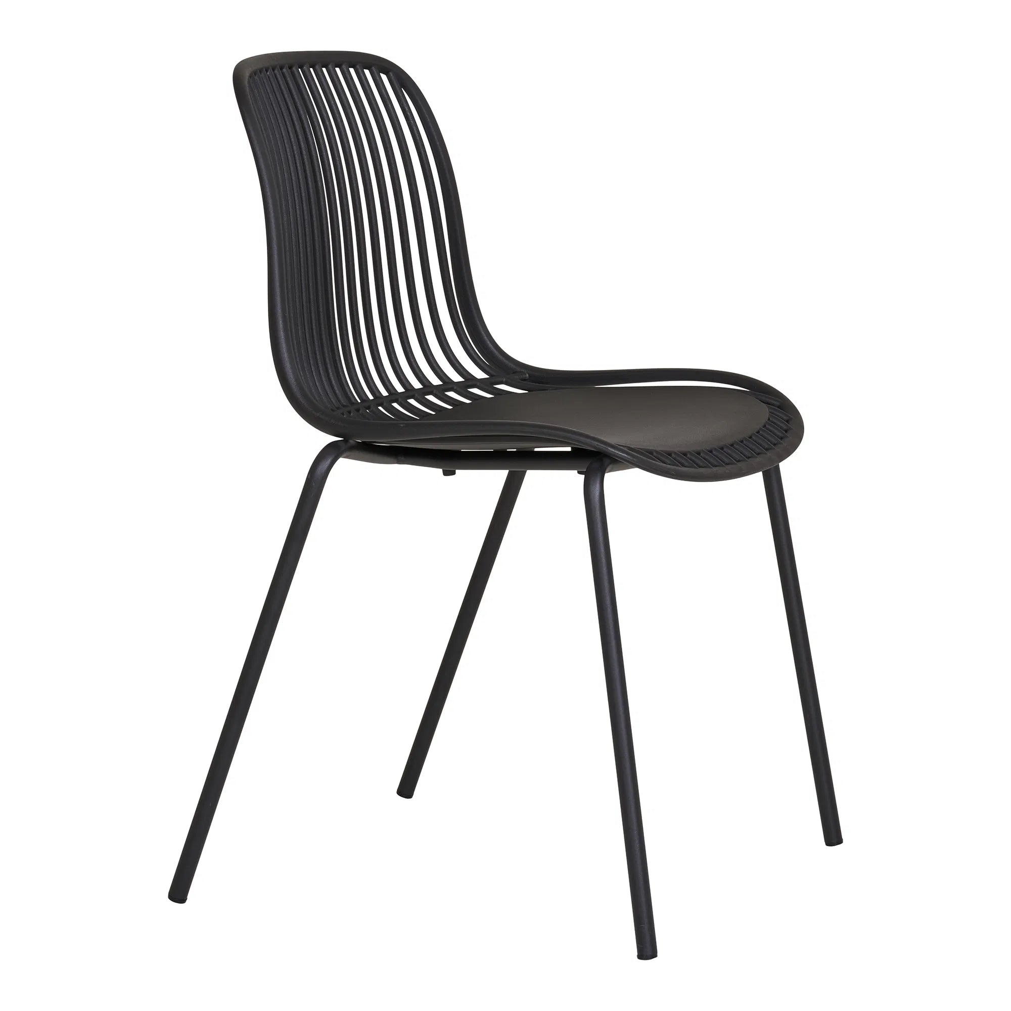 4er Set - Gaartestull Ventura Schwaarz - Stapelbare Outdoor-Stull