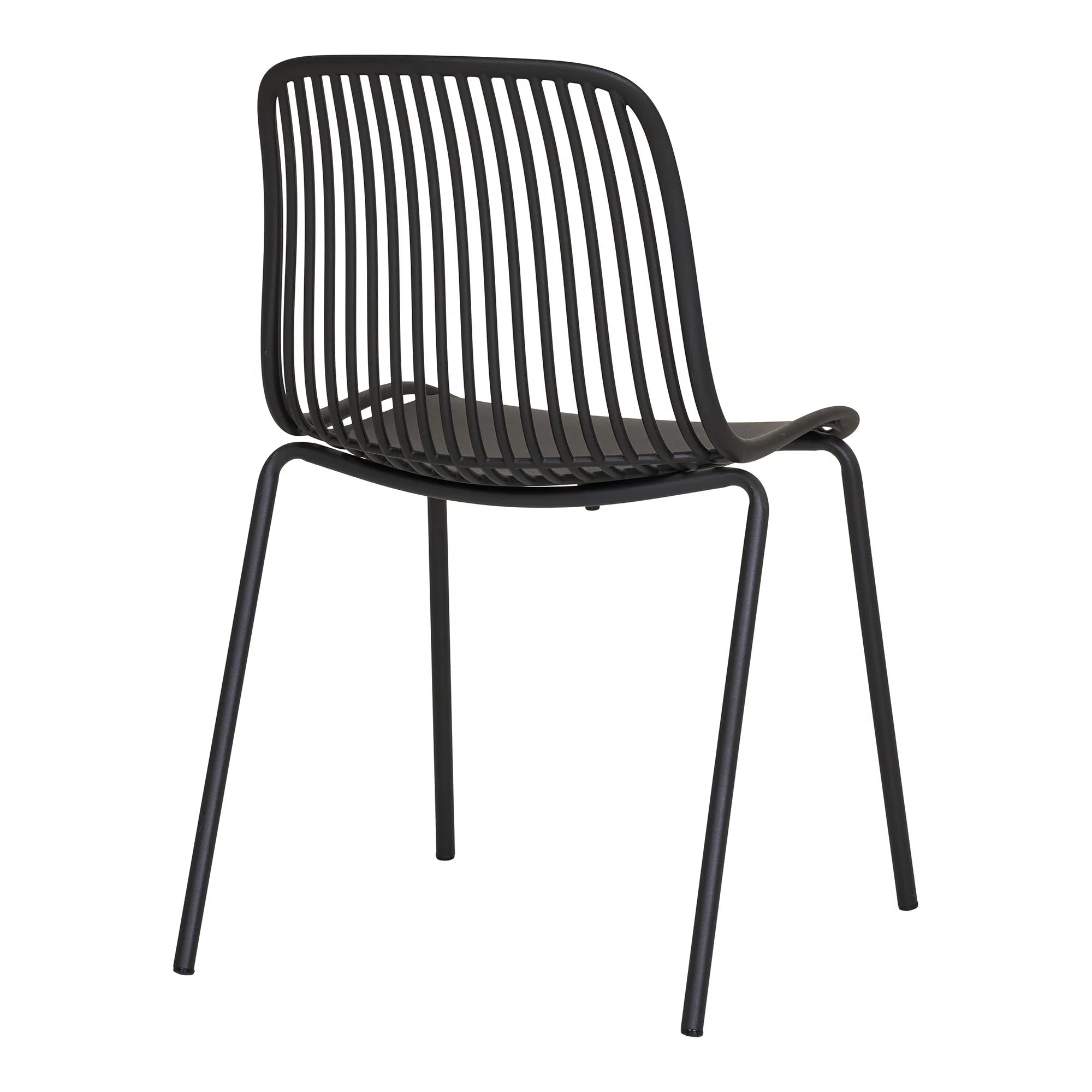4er Set - Gaartestull Ventura Schwaarz - Stapelbare Outdoor-Stull