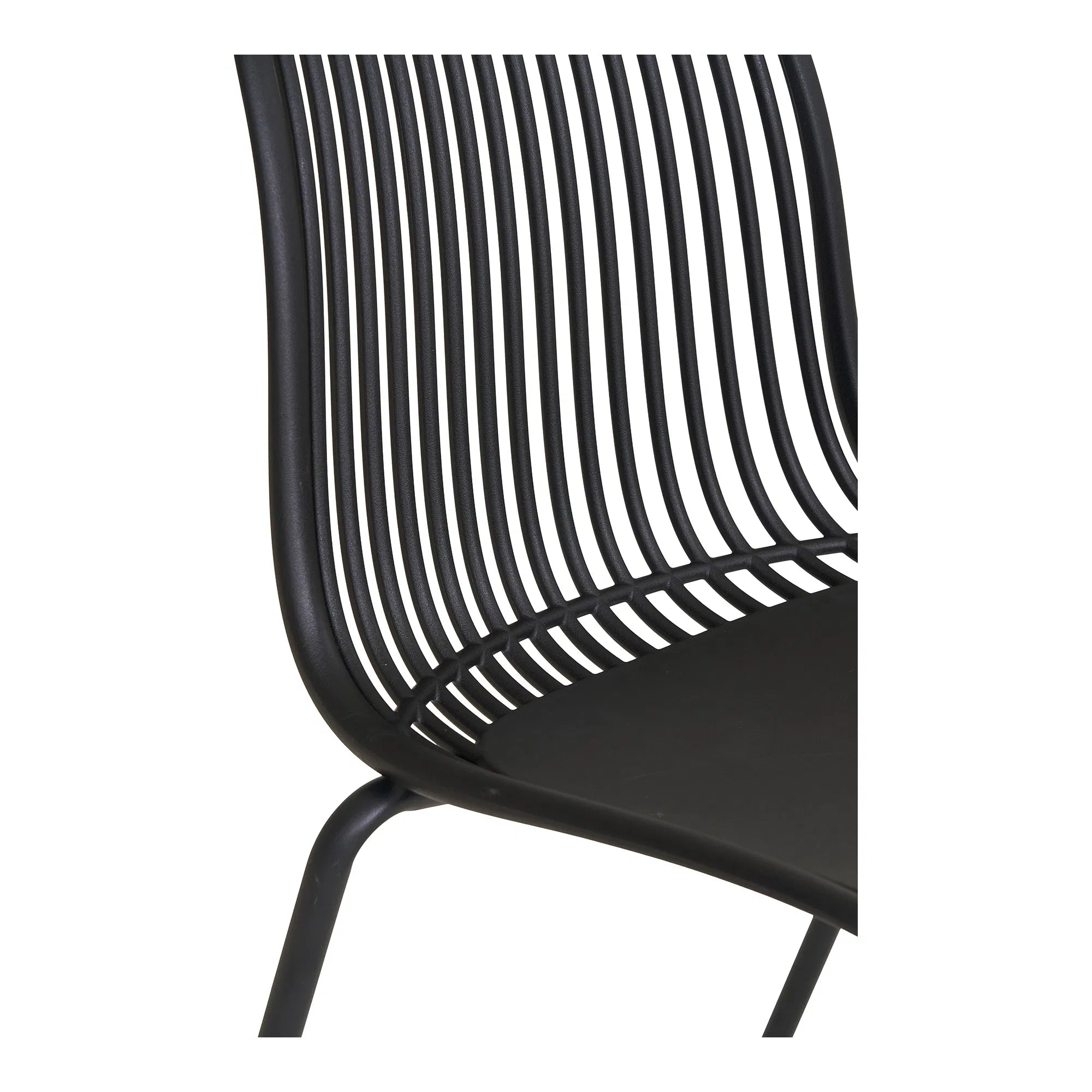 4er Set - Gaartestull Ventura Schwaarz - Stapelbare Outdoor-Stull
