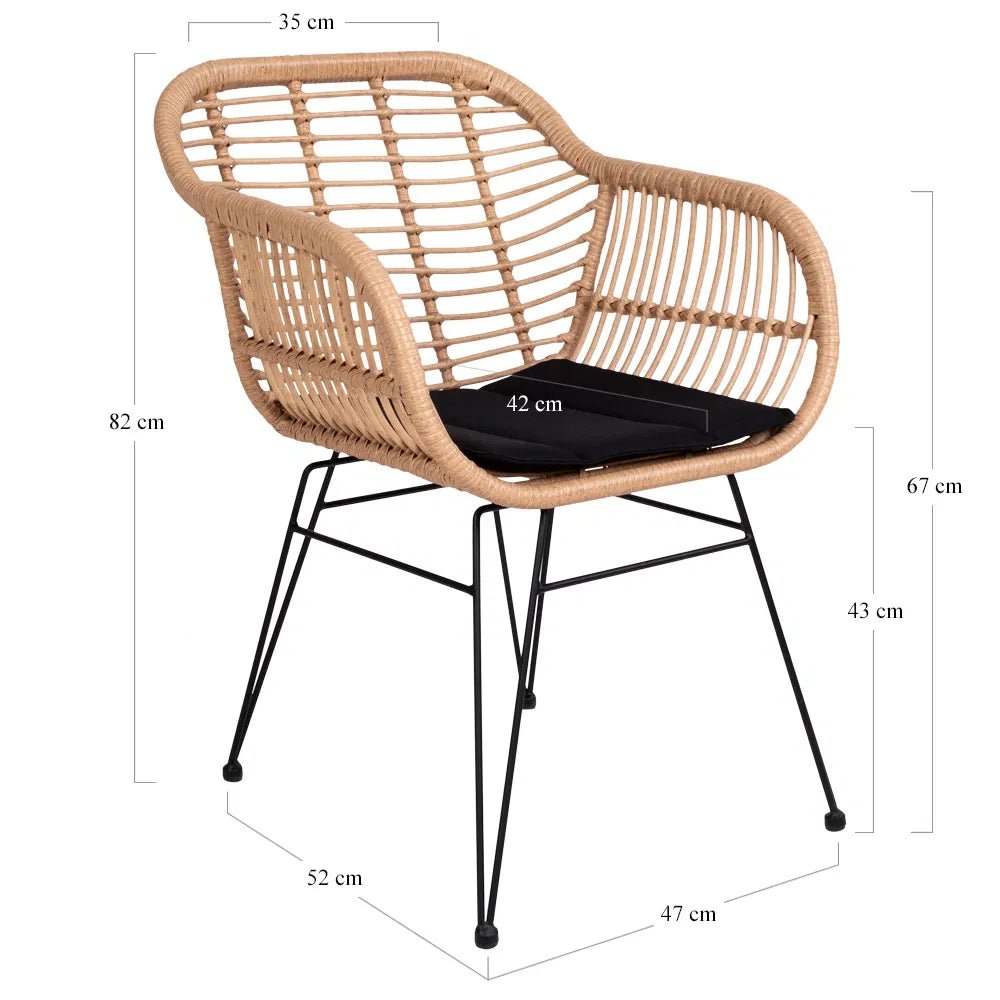 2er Set - Gaartestull Firenze Natur aus Stol/Polyrattan