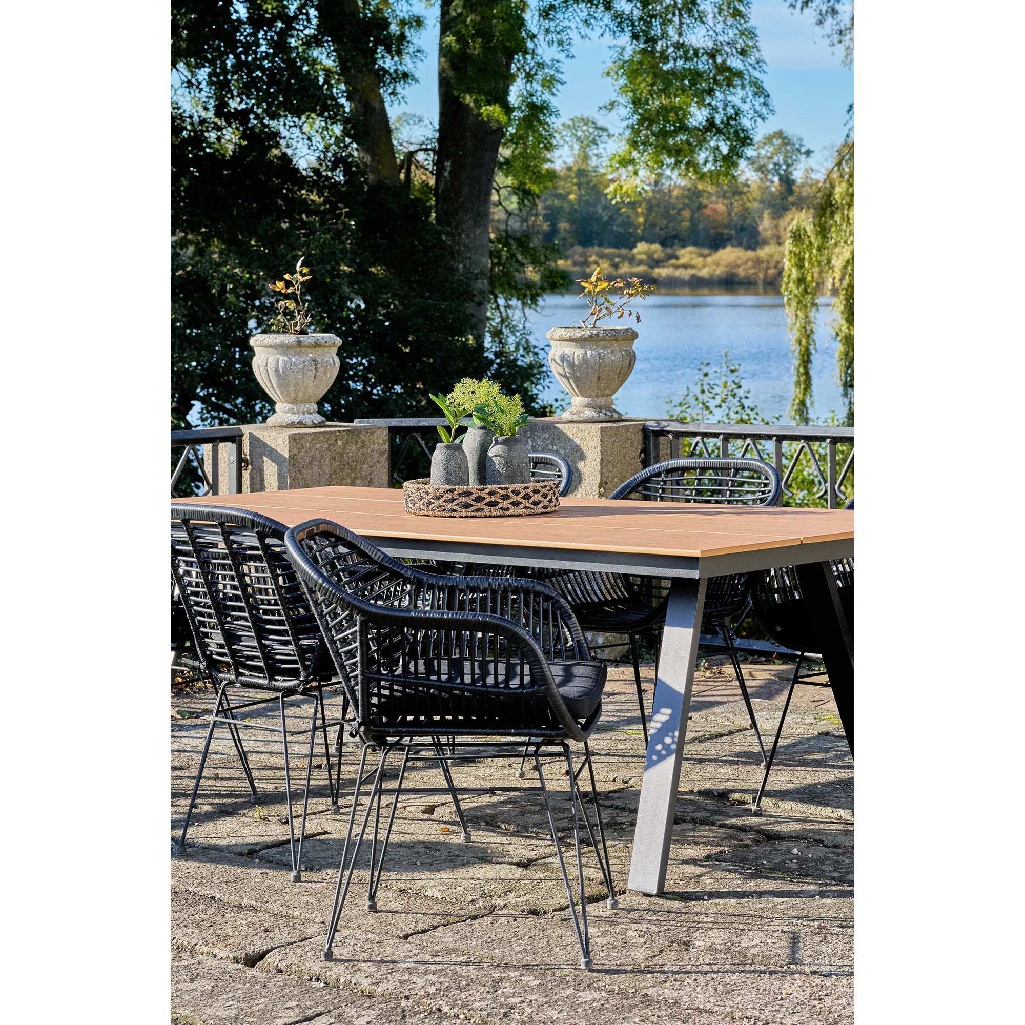 2er Set - Gaartestull Firenze Schwaarz aus Stol/Polyrattan
