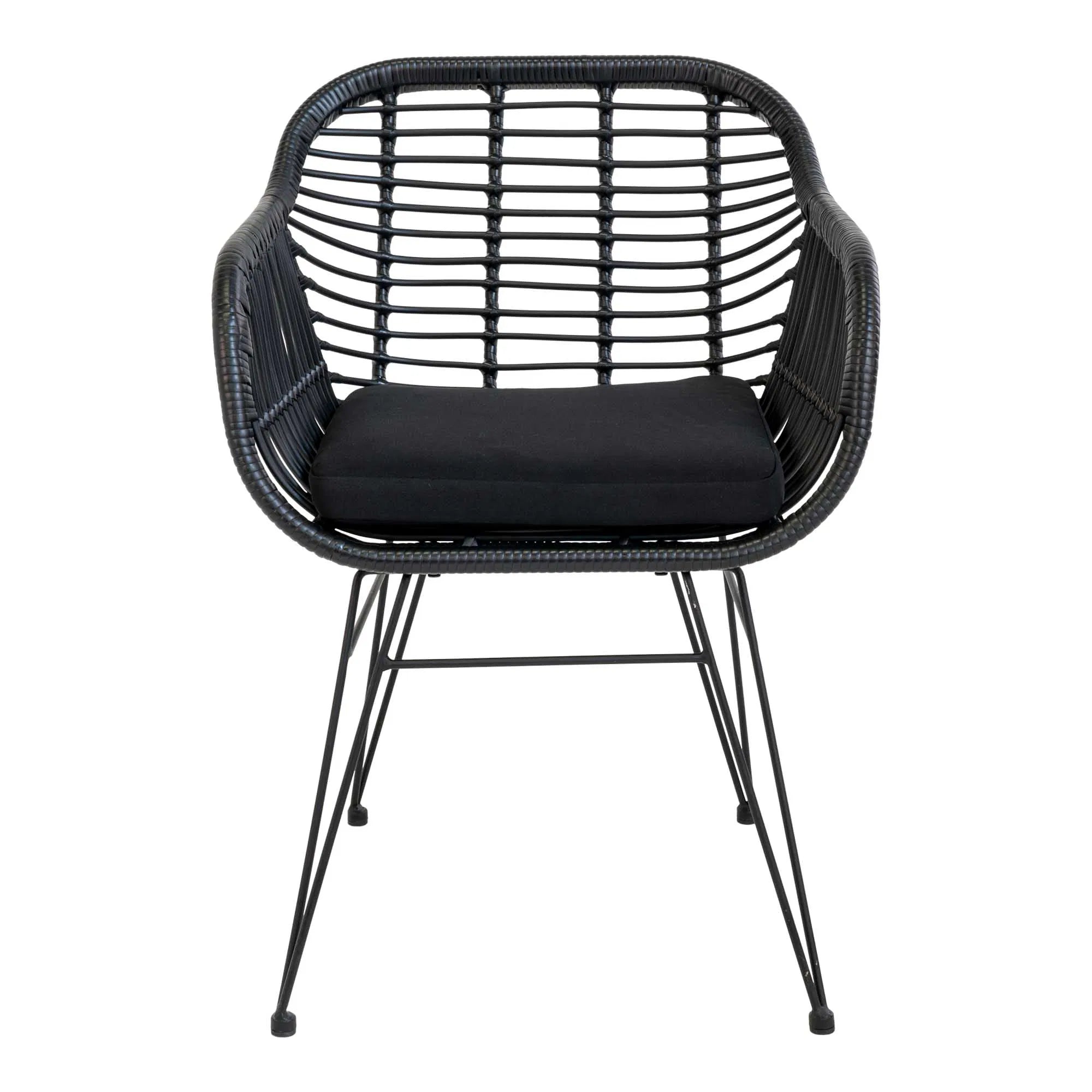 2er Set - Gaartestull Firenze Schwaarz aus Stol/Polyrattan