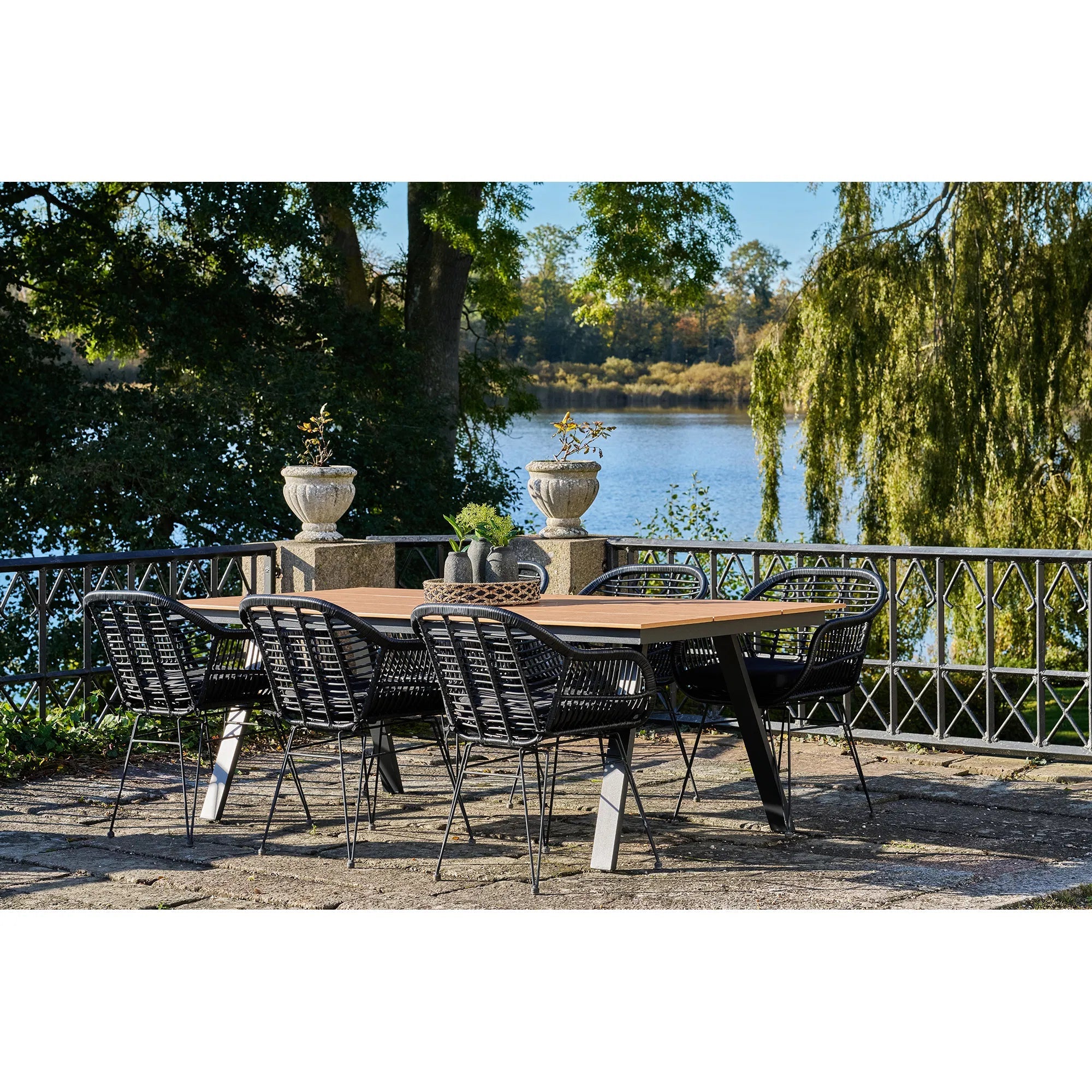 2er Set - Gaartestull Firenze Schwaarz aus Stol/Polyrattan