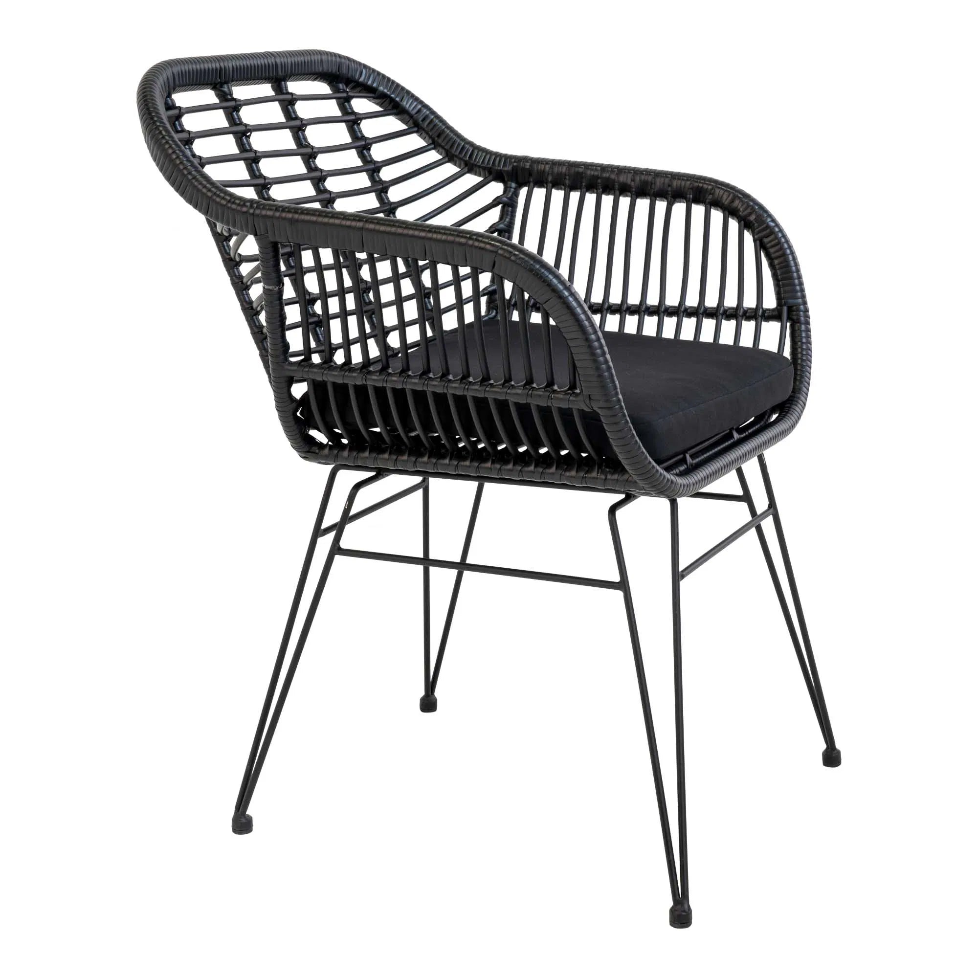 2er Set - Gaartestull Firenze Schwaarz aus Stol/Polyrattan