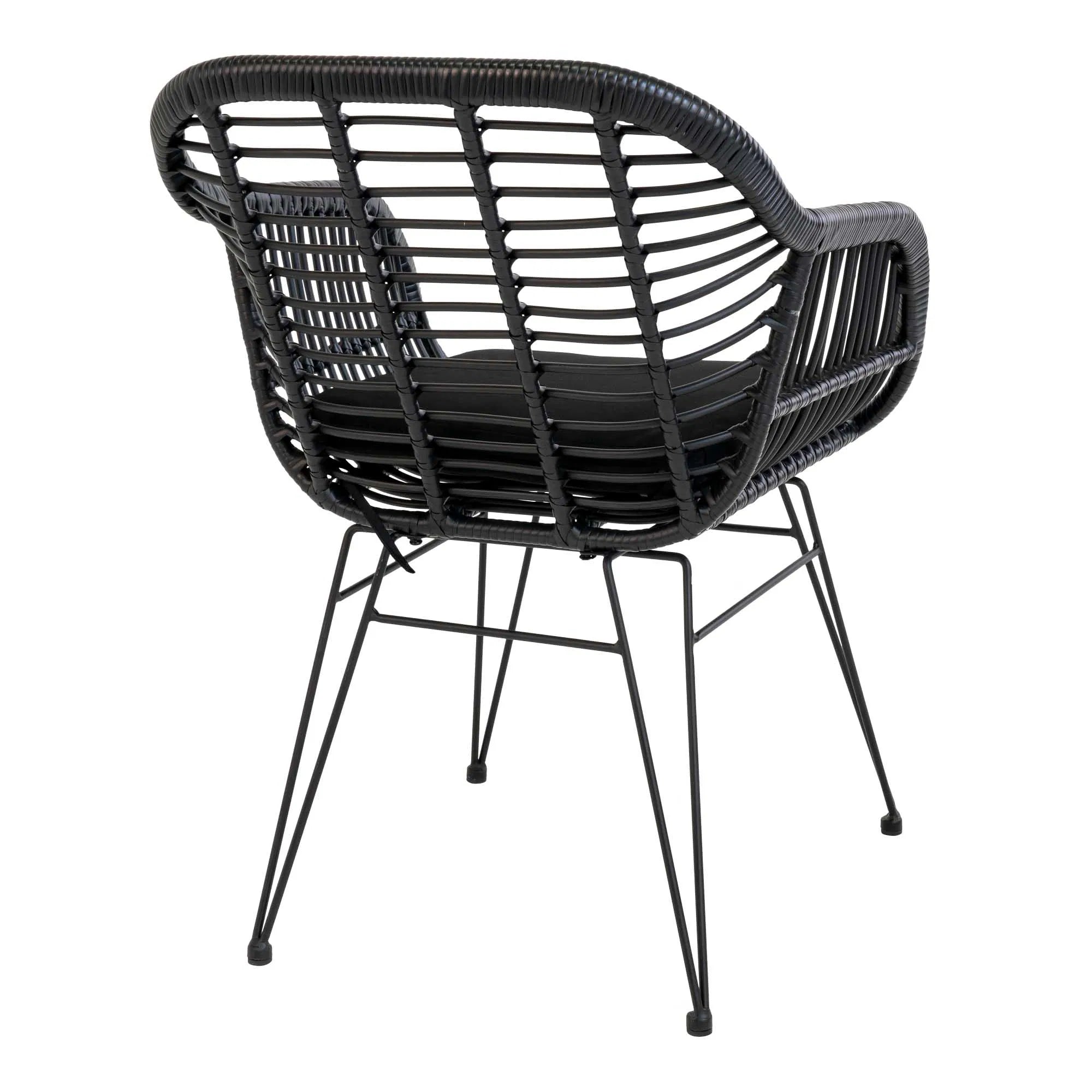 2er Set - Gaartestull Firenze Schwaarz aus Stol/Polyrattan