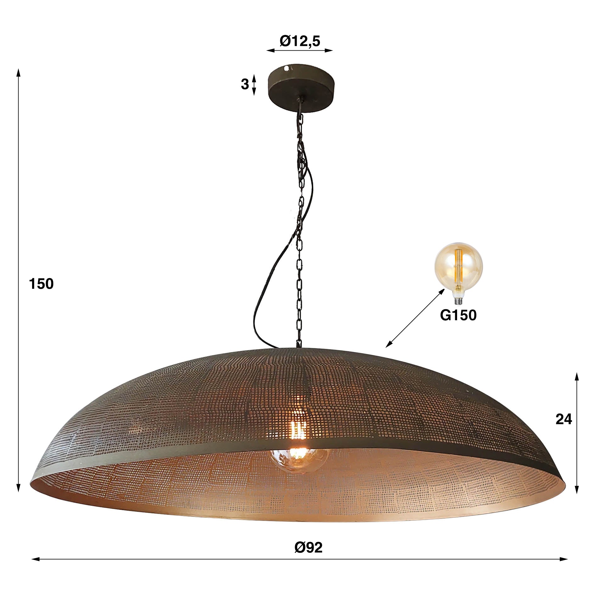 Pendelleuchte „Helia“ – Mat antiker Bronzeoberfläche aus Metall
