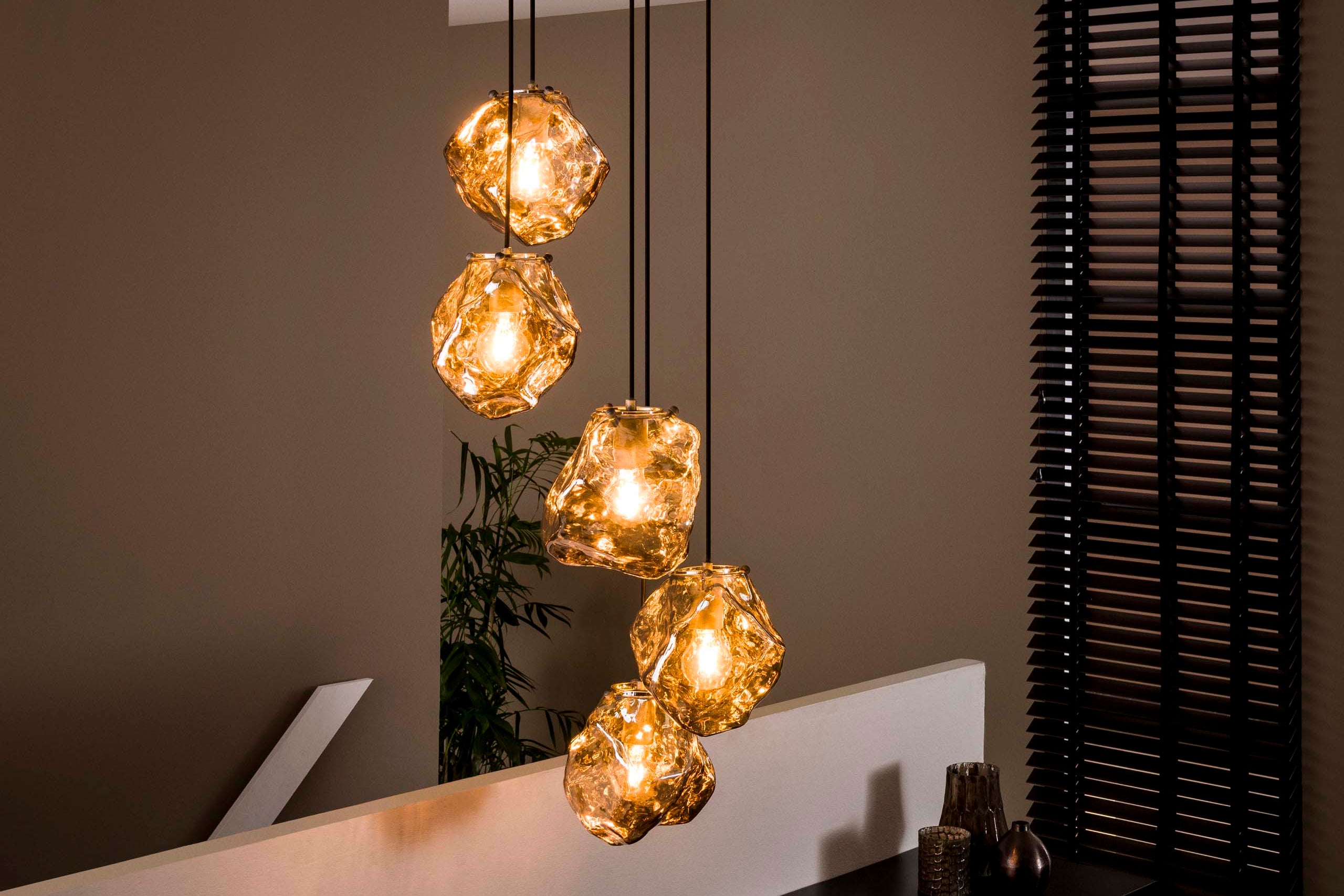 Pendelleuchte „Luceo“ – gestuften, aus mundgeblosenem Chromglas