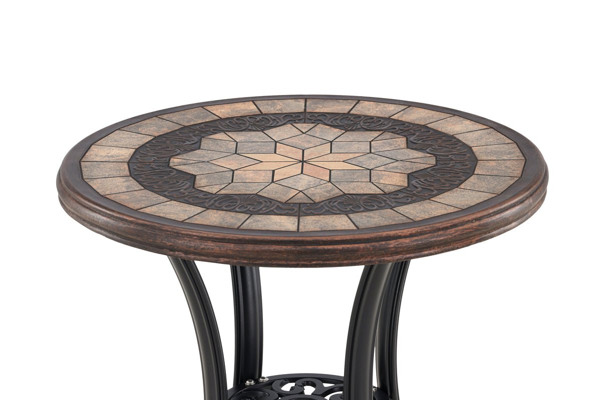 Kaffisdësch Lejla - Ø60 mat brongem Dëschblat aus Faserzement