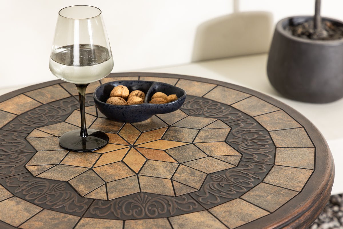 Kaffisdësch Lejla - Ø60 mat brongem Dëschblat aus Faserzement