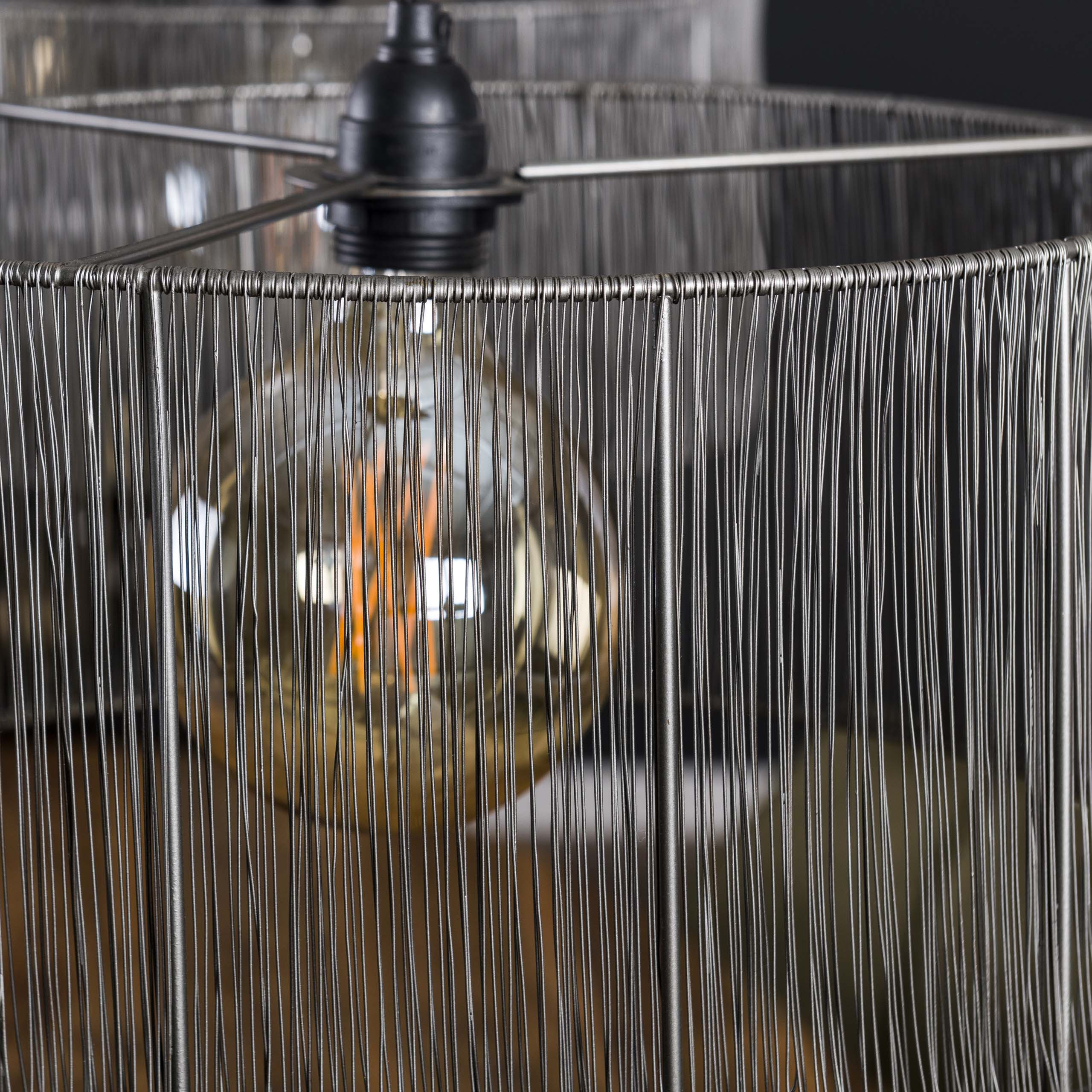 Pendelleuchte „Candela“ – 2 Leuchten mit geflochtenem Lampenschirm aus Schwarznickel
