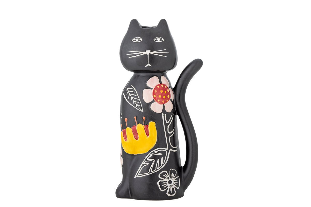 Kerzenhalter Nera – Handbemoolt Kazefigur mat florale Akzenter