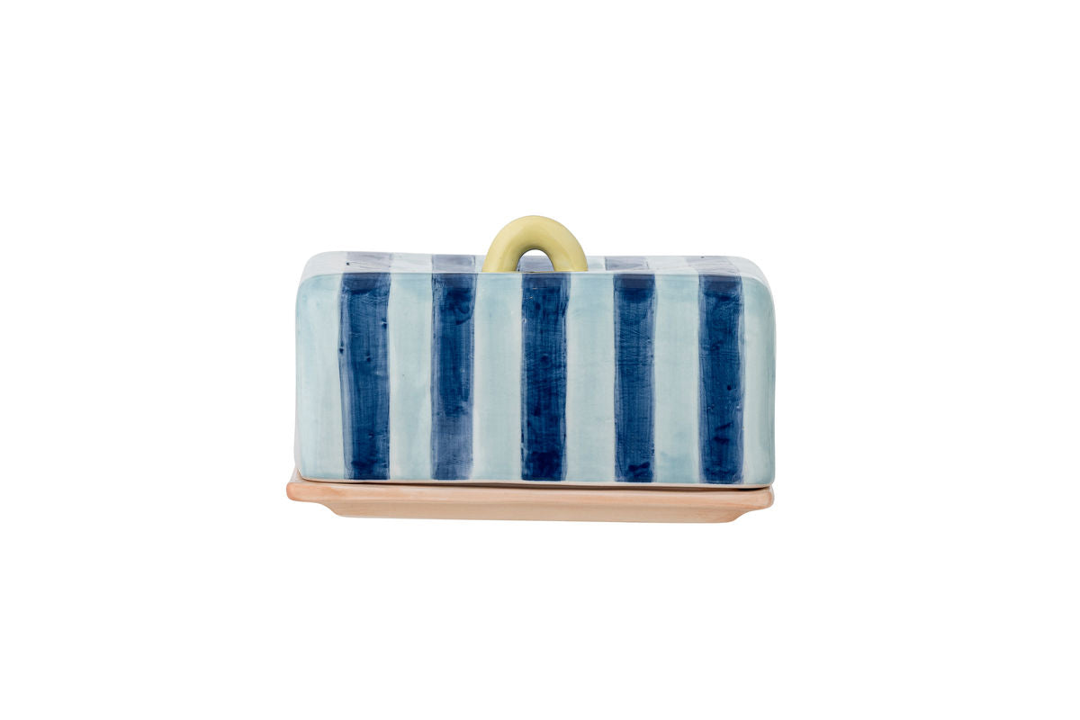 Botterdësch Eleni – Handbemoolt Sträifedesign mat glänzender Glasur