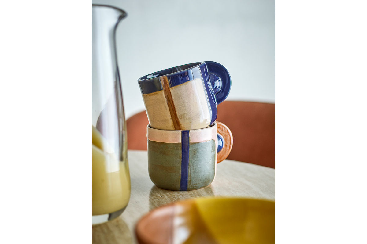 Tassen-Set Calida – Geometrisches Design mit reaktiver Glasur (2er-Set)