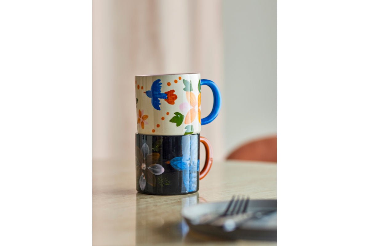 Tassenset Alina – Handbemoolt Motiver a liewege Faarwen (2er-Set)