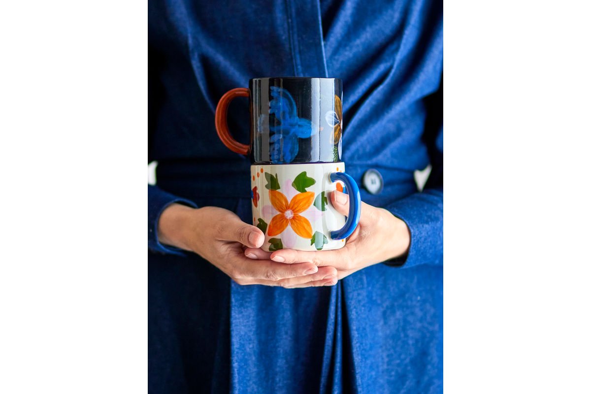 Tassenset Alina – Handbemoolt Motiver a liewege Faarwen (2er-Set)