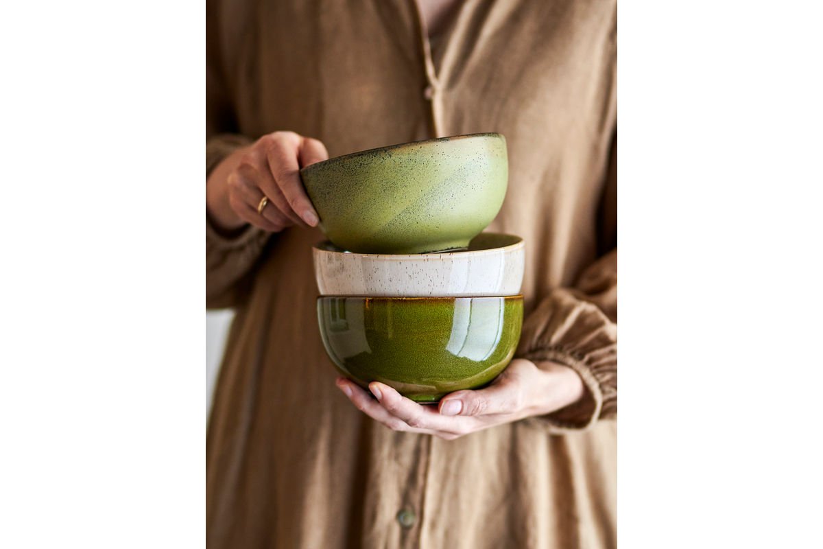 Schossel Livia – aus Steingutt, 3er-Set a Grom mat reaktiver Glasur