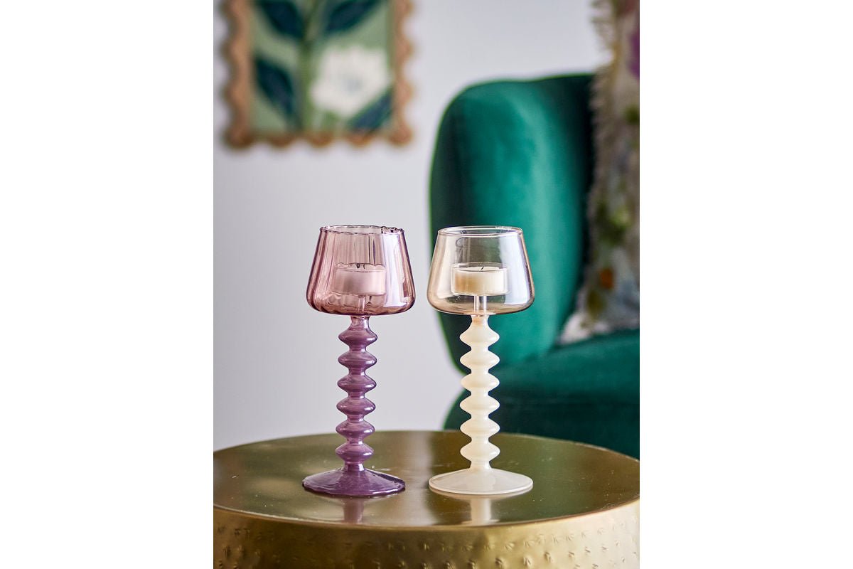 2er Set Teelichthalter Silas – Rosa, aus Glas gemaach