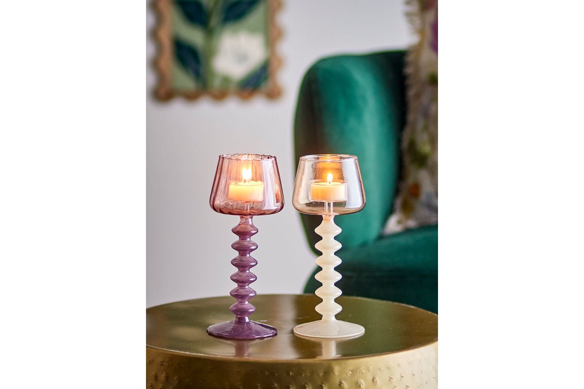 2er Set Teelichthalter Silas – Rosa, aus Glas gemaach