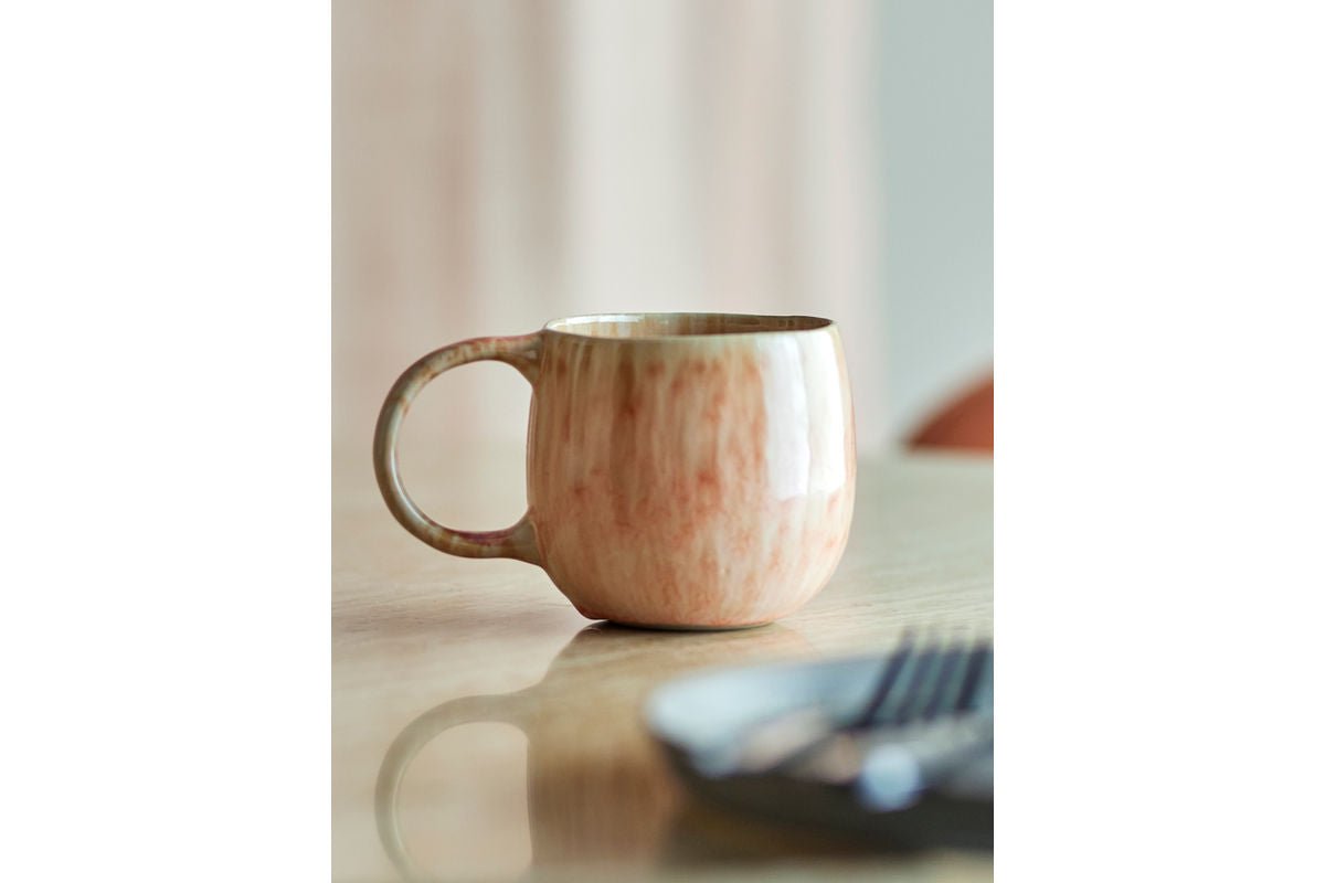 Tassenset Ikki – Reaktiv Glasur a Rosé-Téin (Set vu 4)
